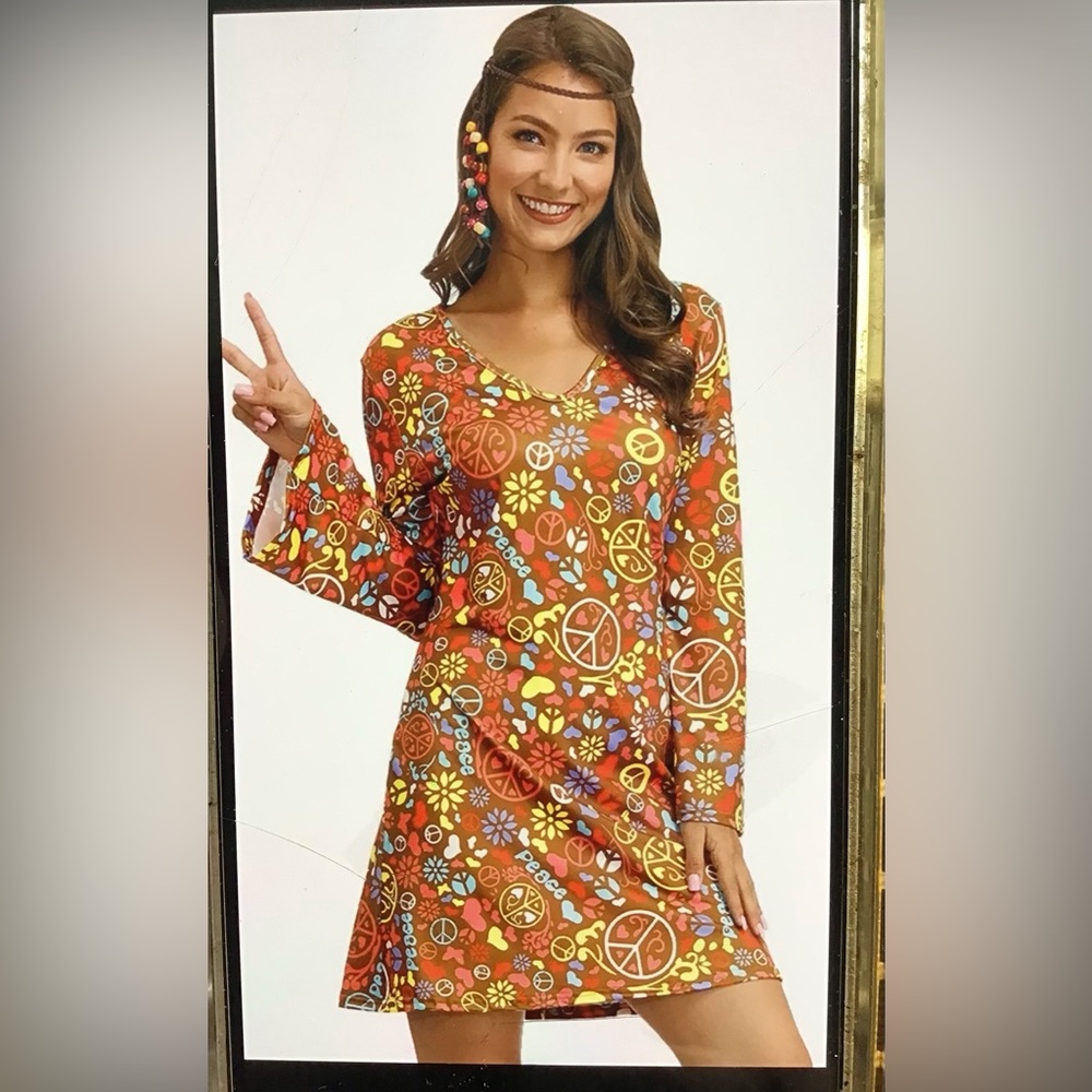 SPIRIT HIPPIE HALLOWEEN COSTUME 100% POLYESTER ADULTS  S-M SIZE 8 ( M )